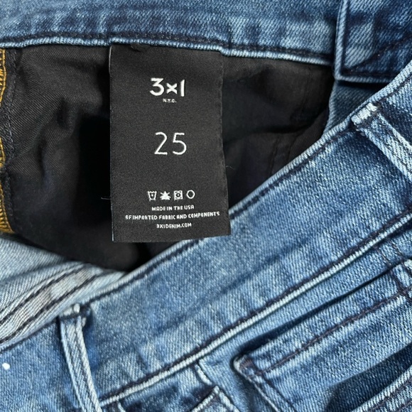 3x1 NYC Mid Rise Straight Leg Cropped Jeans Blue Wash Stretch - Size 25 - Picture 6 of 16